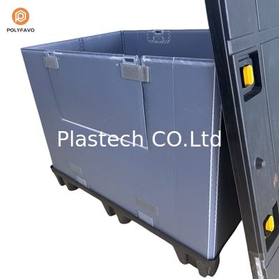 Caixa de paletes com manga de plástico dobrável azul para armazenamento e embalagem personalizados