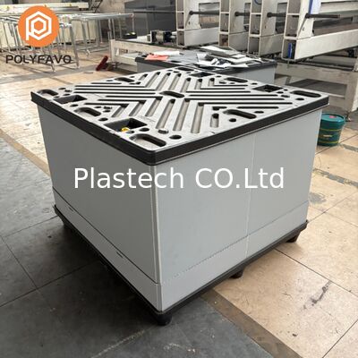 Caixa de Palete Dobrável Cor Personalizada Logotipo, Espessura do Painel 10mm 12mm, Caixa a Granel Empilhável Dobrável com Tampa e Base