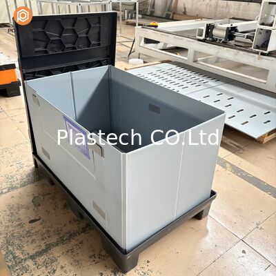 Custom Logo Collapsible Pallet Box, Injection Blow Molded Lid and Base, 300kg Dynamic 500kg Static Load, 10mm 12mm Wall