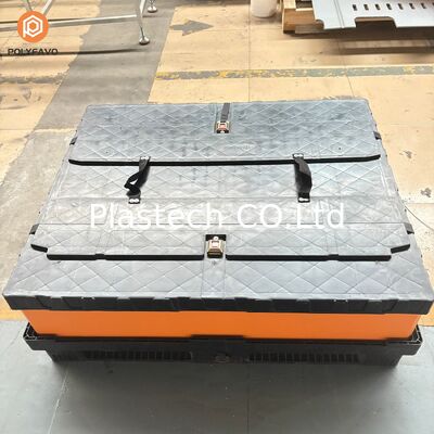 Stackable Bins Pallet Box, Collapsible Storage Box Plastic Pallet Box with Lid, Storage Bins Stackable 300kg Load Custom Color